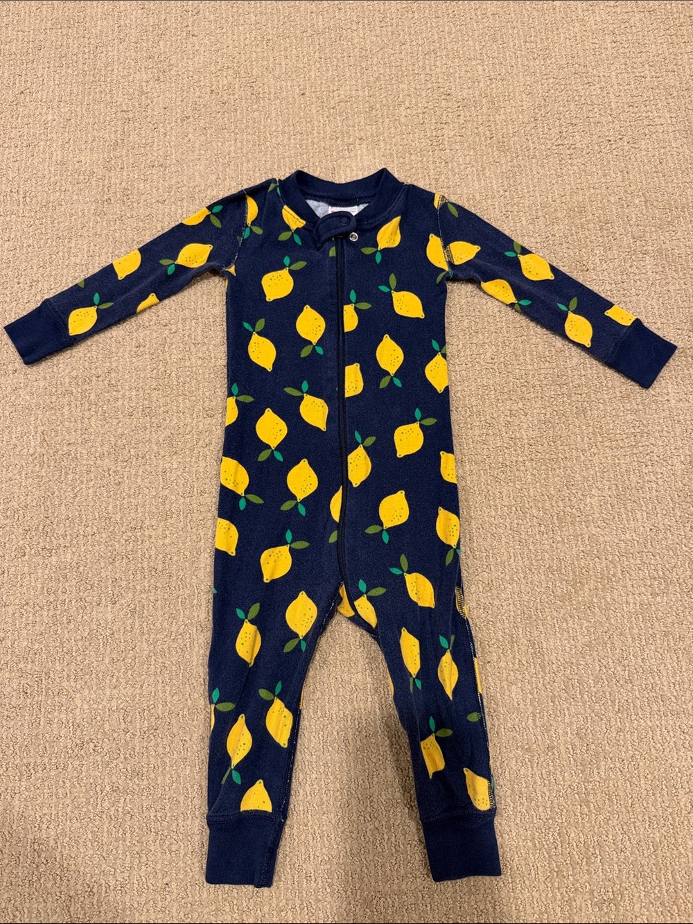 Hanna Andersson Navy One-Piece Footie with Yellow Lemon Print